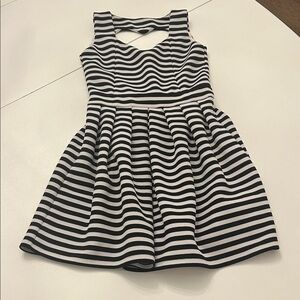 Chic Striped Kids Dress in Black and White